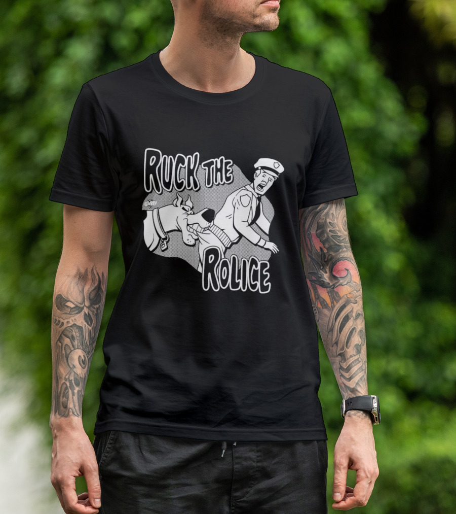 Ruck The Rolice Cartoon Dog Satire Pop Culture Police Officer And Dog T-Shirt
