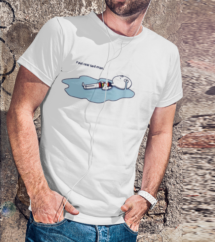Adelaide FC Feel Real Sad Man Crying Lying Down Fan Humor T-Shirt