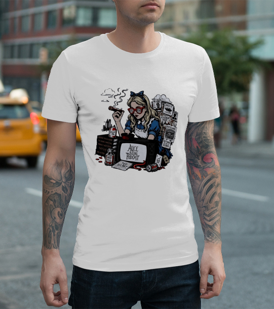 Alice Falling Podcast Conspiracy Theory Red Pill Top Secret Area 51 Reptilians Seeing Is Believing T-Shirt