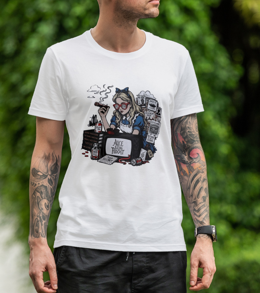 Alice Falling Podcast Conspiracy Theory Red Pill Top Secret Area 51 Reptilians Seeing Is Believing T-Shirt
