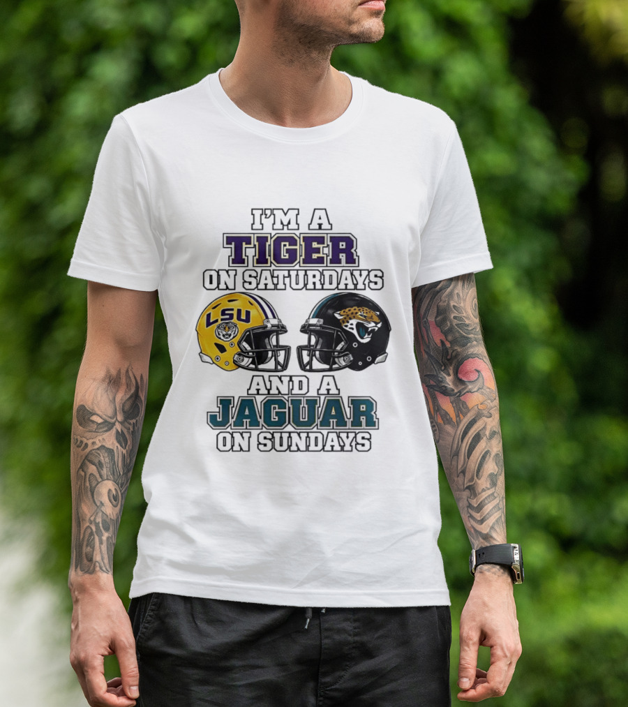 LSU Tigers Saturday Spirit Jacksonville Jaguars Sunday Fandom T-Shirt