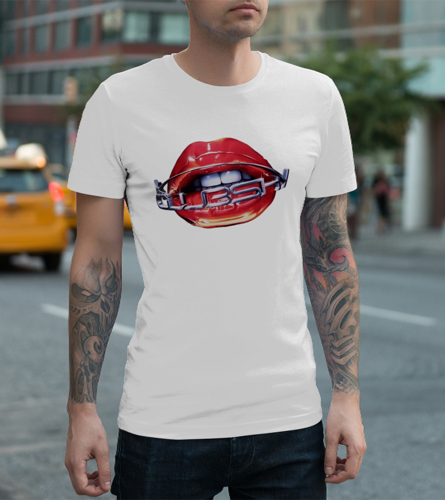Chicago Cubs Lips Y2K MLB Baseball Chrome Letters T-Shirt