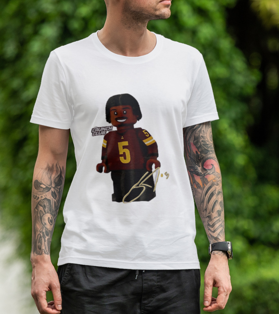 Washington Commanders Quarterback Jayden Daniels Launch Club Number 5 T-Shirt