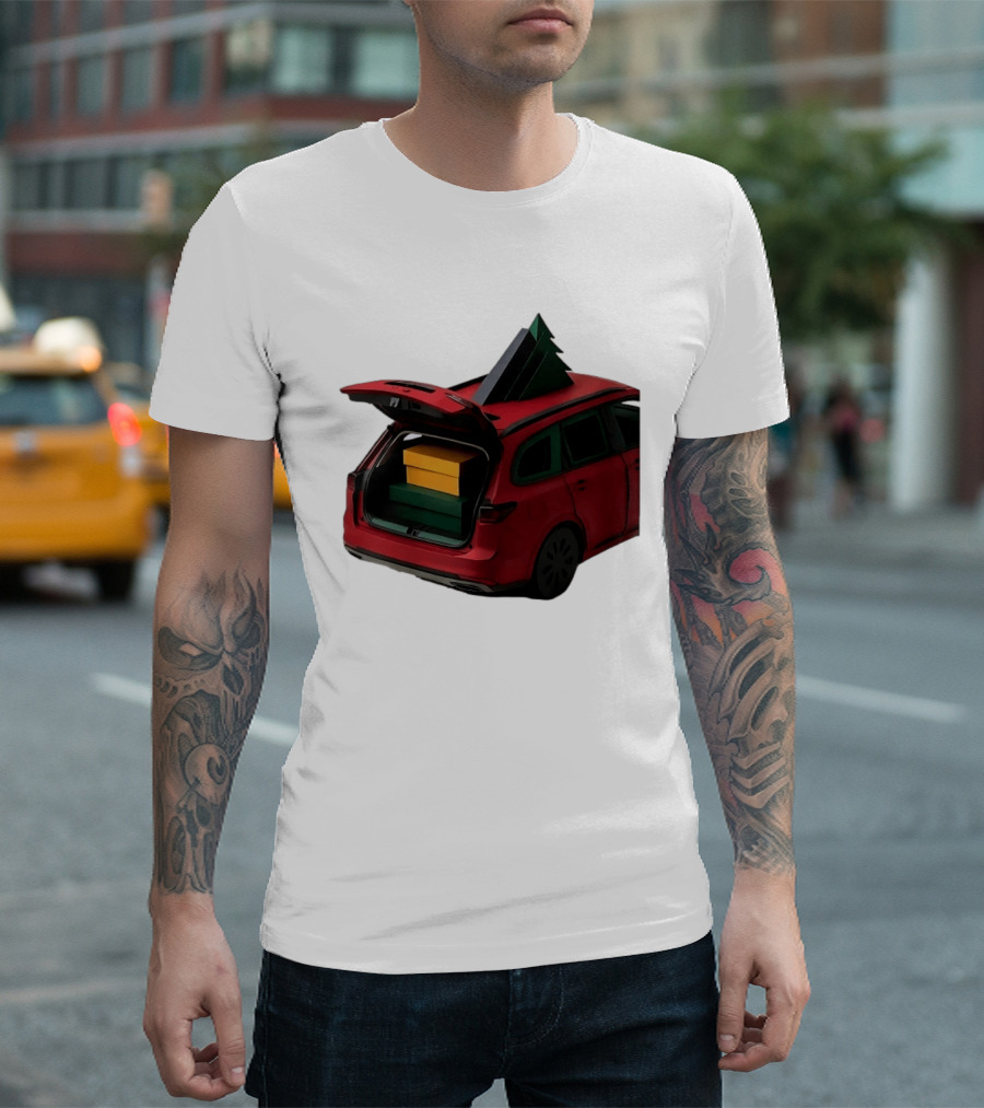 Most Likely To Pack The Car Festive Holiday Travel Scene With Christmas Tree And Gifts T-Shirt