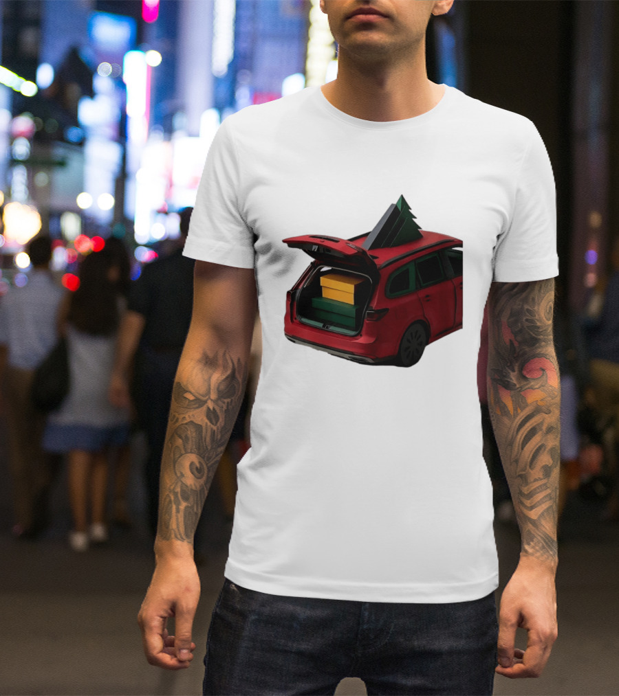 Most Likely To Pack The Car Festive Holiday Travel Scene With Christmas Tree And Gifts T-Shirt