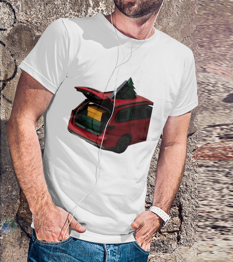 Most Likely To Pack The Car Festive Holiday Travel Scene With Christmas Tree And Gifts T-Shirt