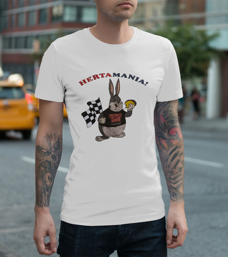 Hertamania Victory Tacos Valencia Calif Big Chungus Checkered Flag T-Shirt