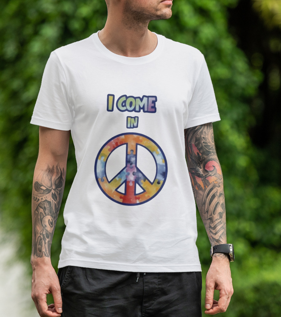I Come In Peace Puzzle Piece Autism Awareness T-Shirt