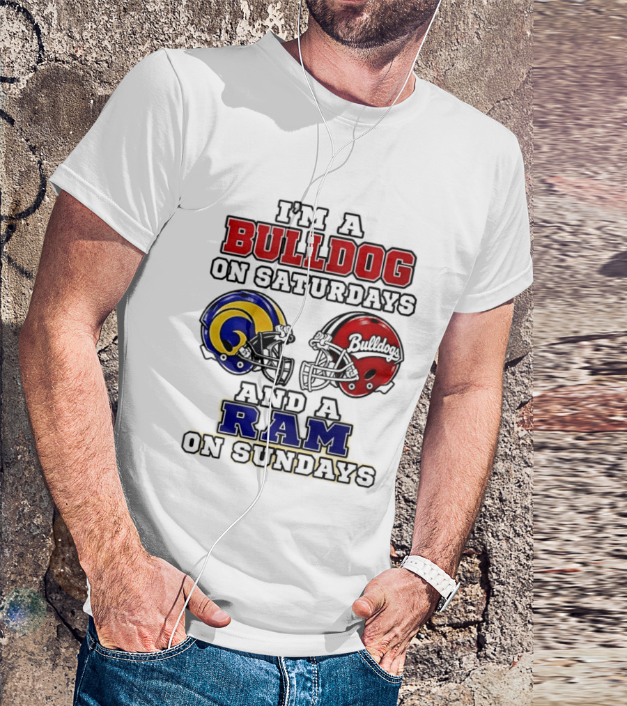 I'm A Bulldog On Saturdays And A Ram On Sundays Football Helmets T-Shirt