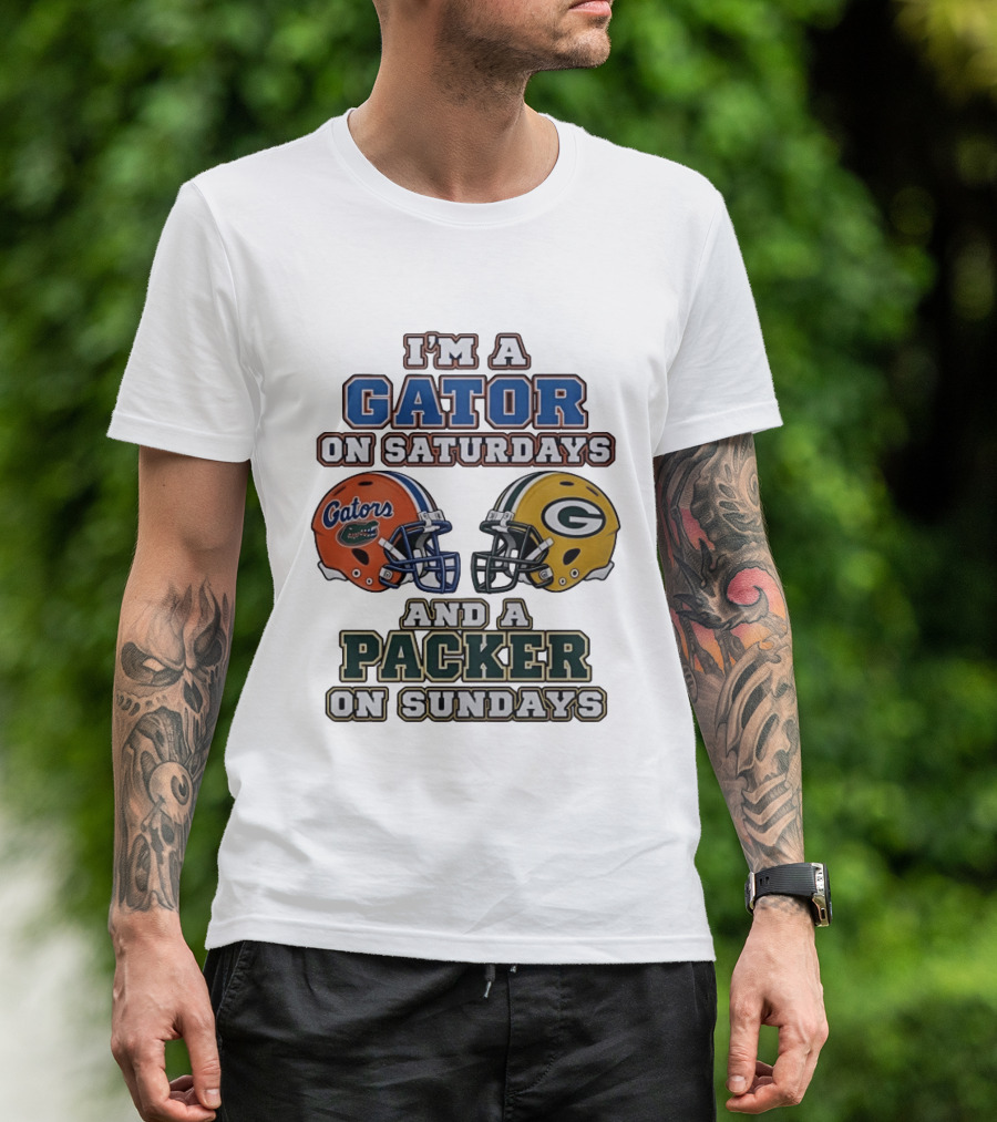 I'm A Gator On Saturdays And A Packer On Sundays Football Fan Gear T-Shirt