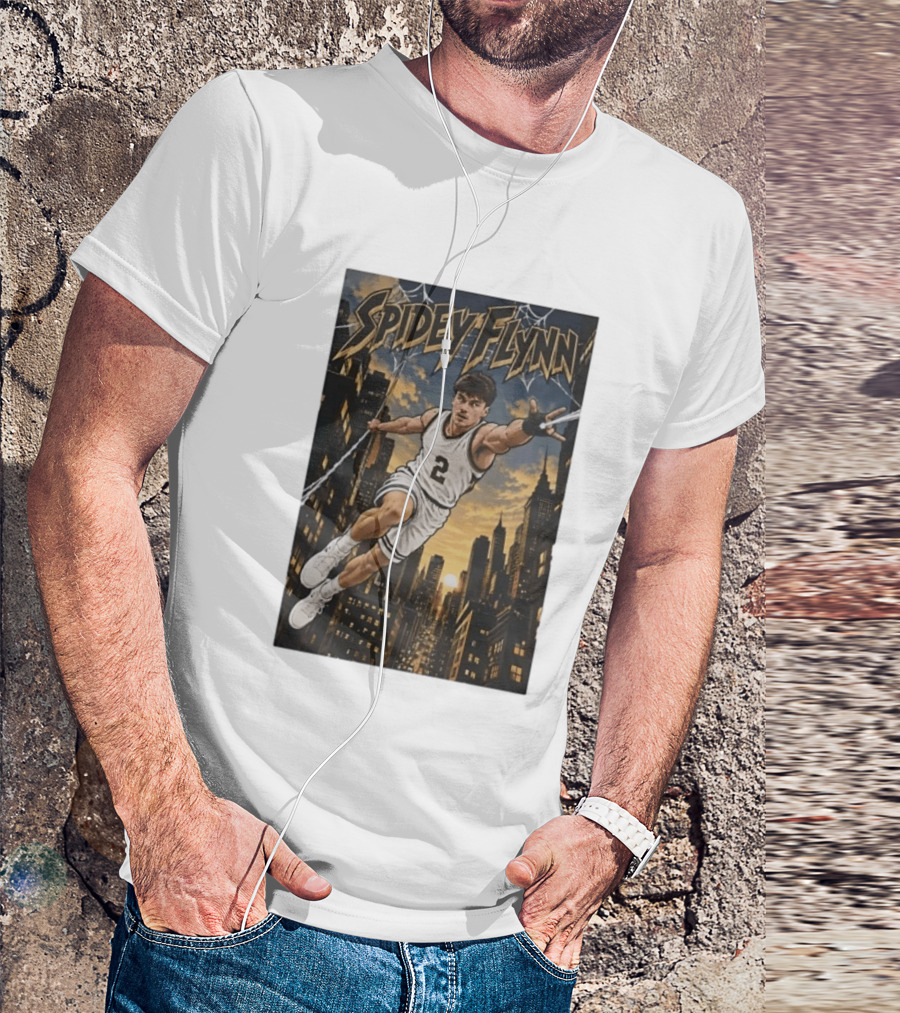 Spidey Flynn Basketball Superhero City Skyline Action T-Shirt