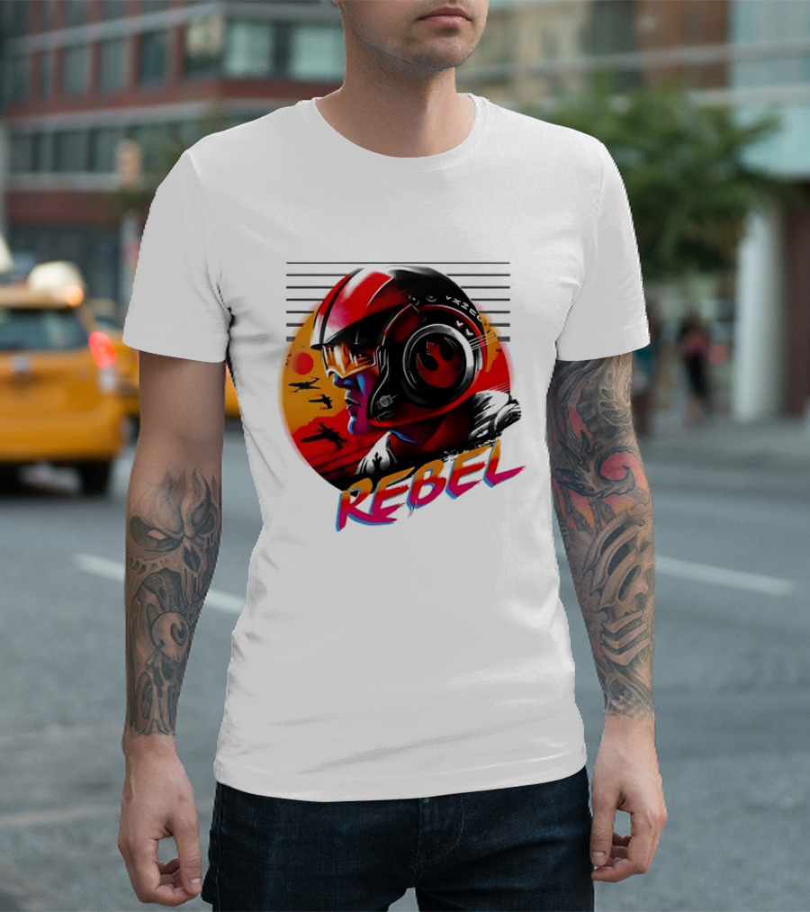 Star Wars Rebel Pilot Helmet Sunset Sci Fi Rebel T-Shirt