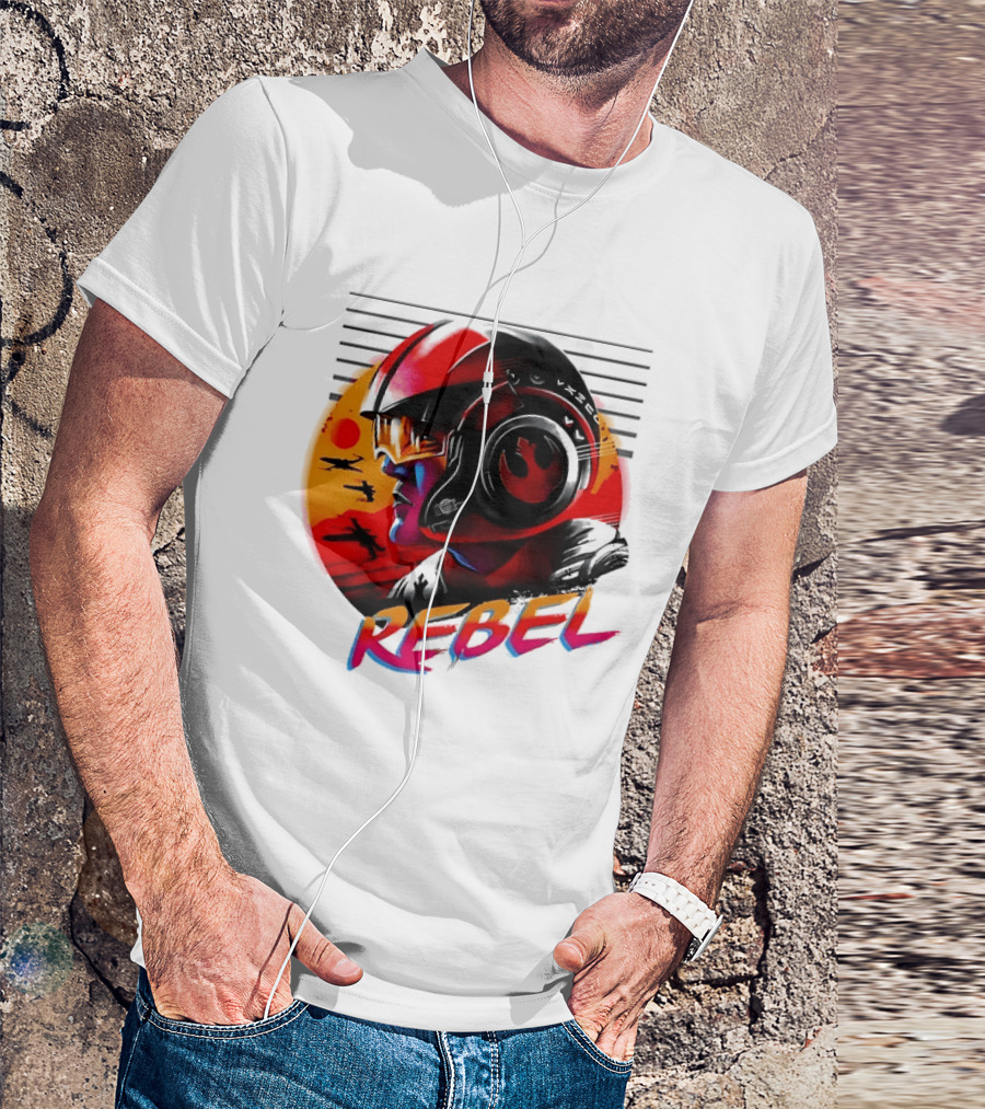 Star Wars Rebel Pilot Helmet Sunset Sci Fi Rebel T-Shirt