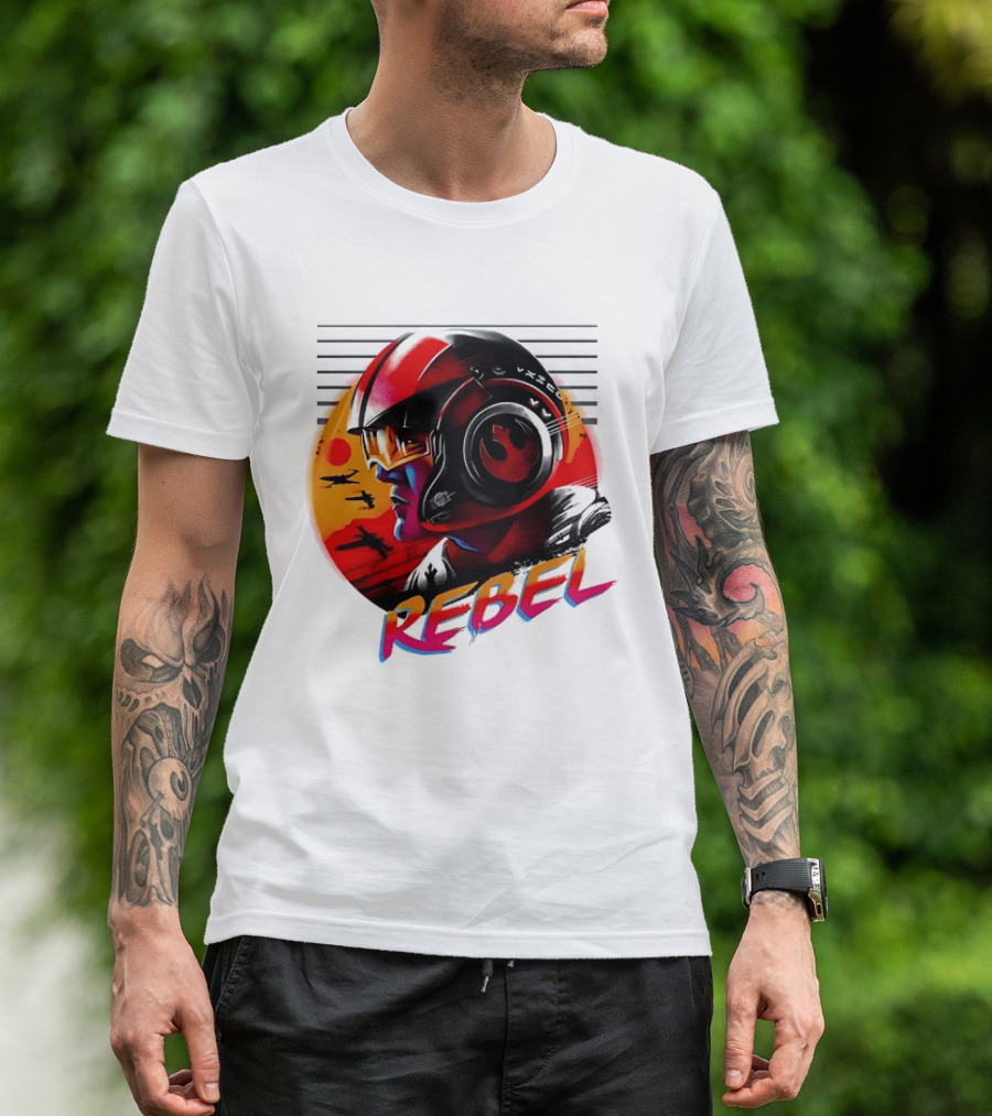 Star Wars Rebel Pilot Helmet Sunset Sci Fi Rebel T-Shirt