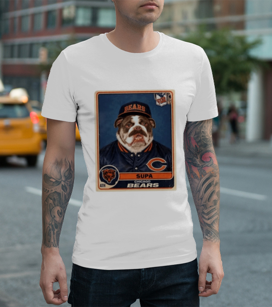 Supa Chicago Bears Football Trading Card Bulldog ATH T-Shirt