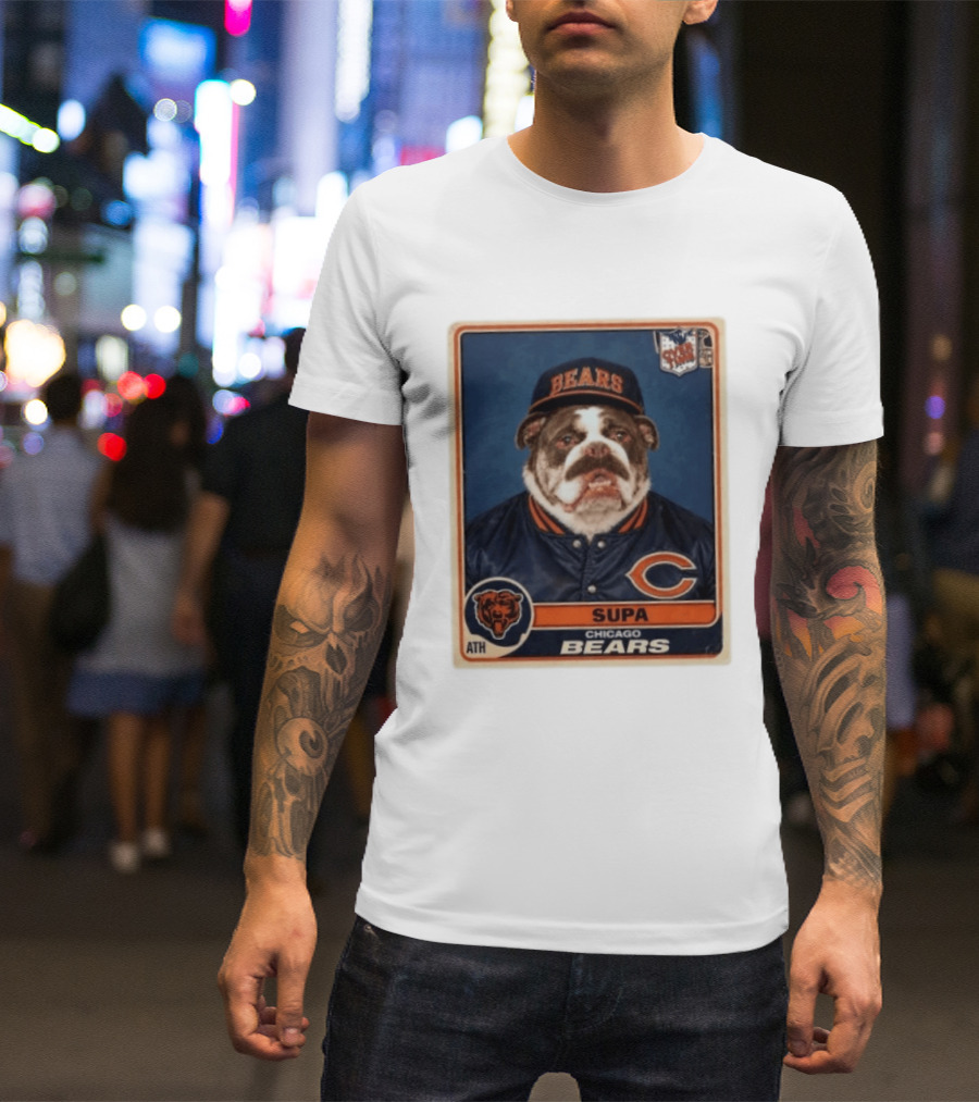 Supa Chicago Bears Football Trading Card Bulldog ATH T-Shirt