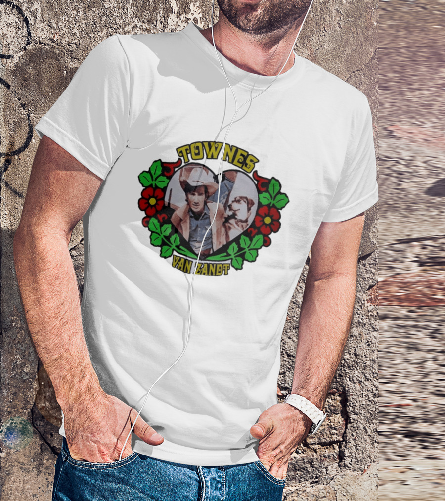 Townes Van Zandt Heart And Flowers Retro Folk T-Shirt