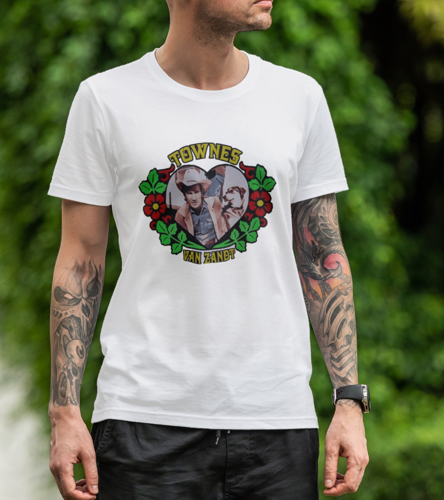 Townes Van Zandt Heart And Flowers Retro Folk T-Shirt