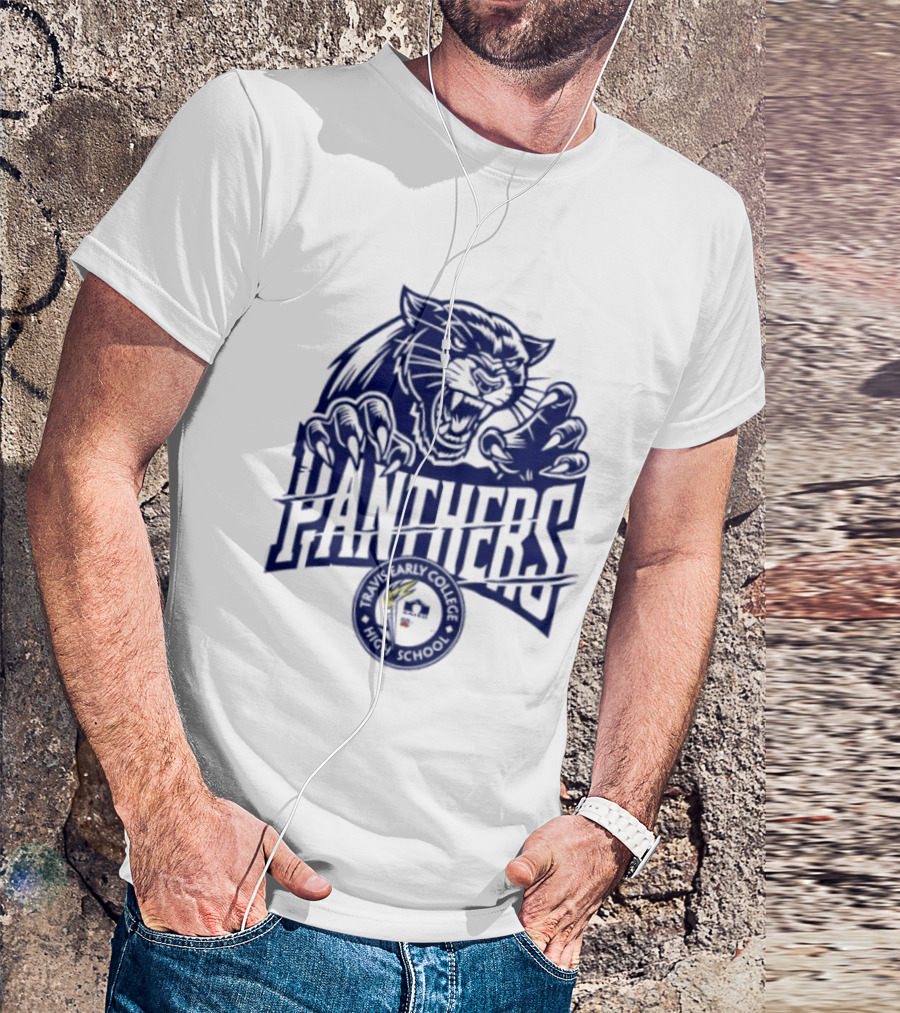 Travis Early College High School Panthers Roaring Panther Paw Claw T-Shirt