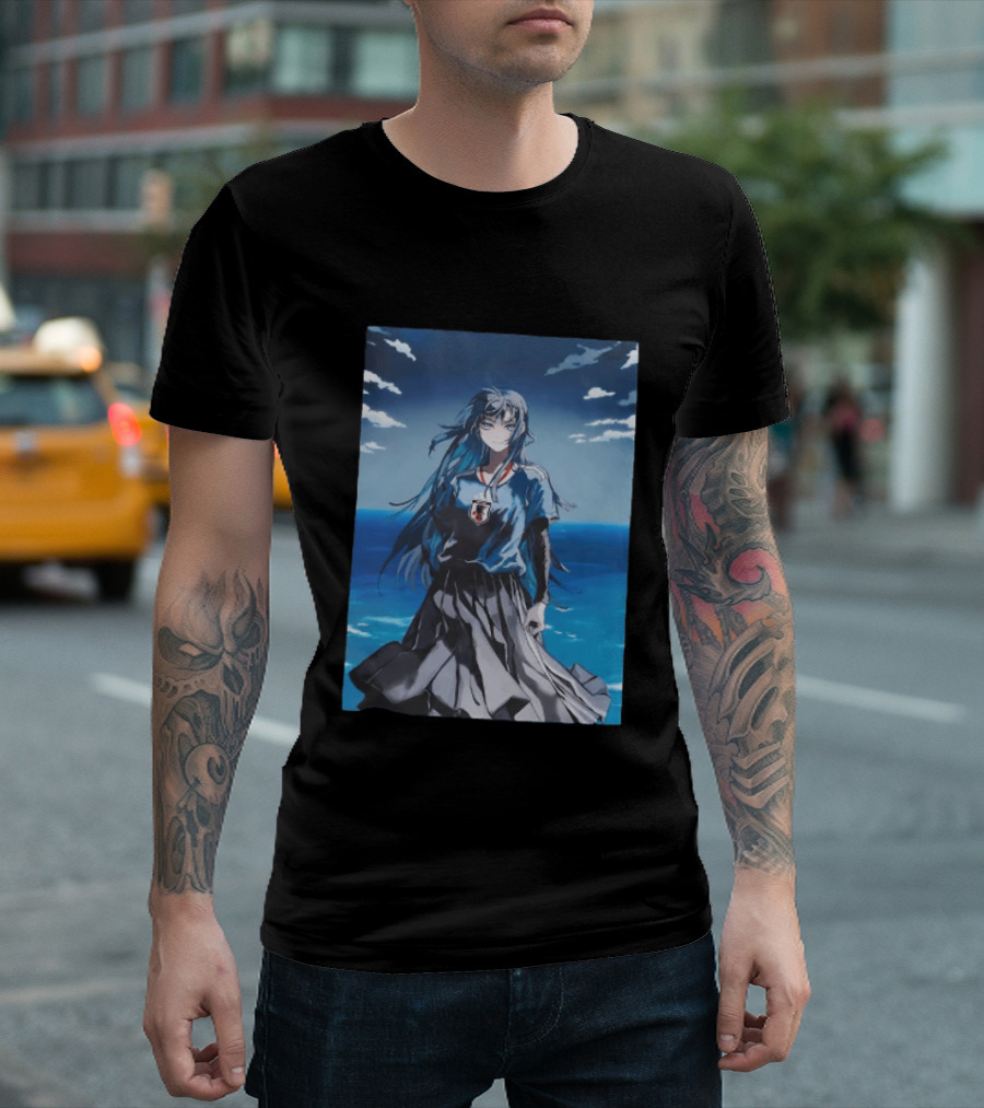 Anime Girl Japan National Football Team JFA Samurai Ocean Scene T-Shirt
