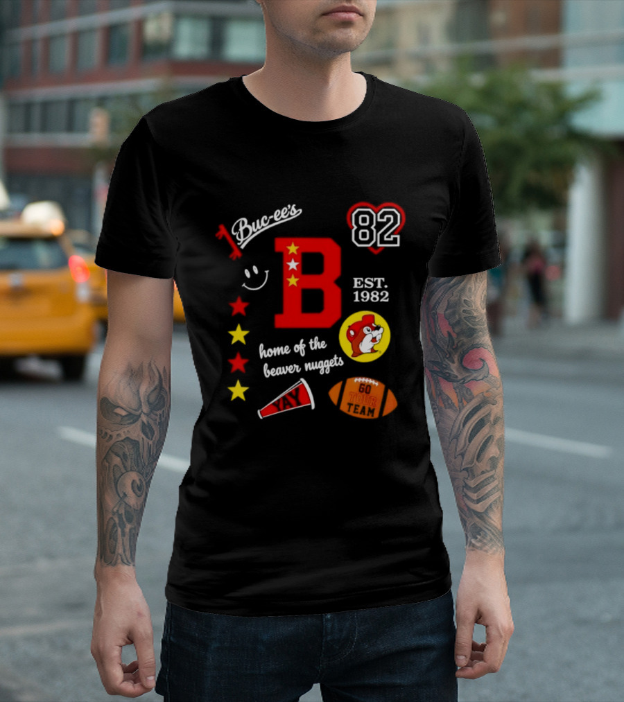 Buc Ee's 82 Est 1982 Home Of The Beaver Nuggets Football Tour T-Shirt