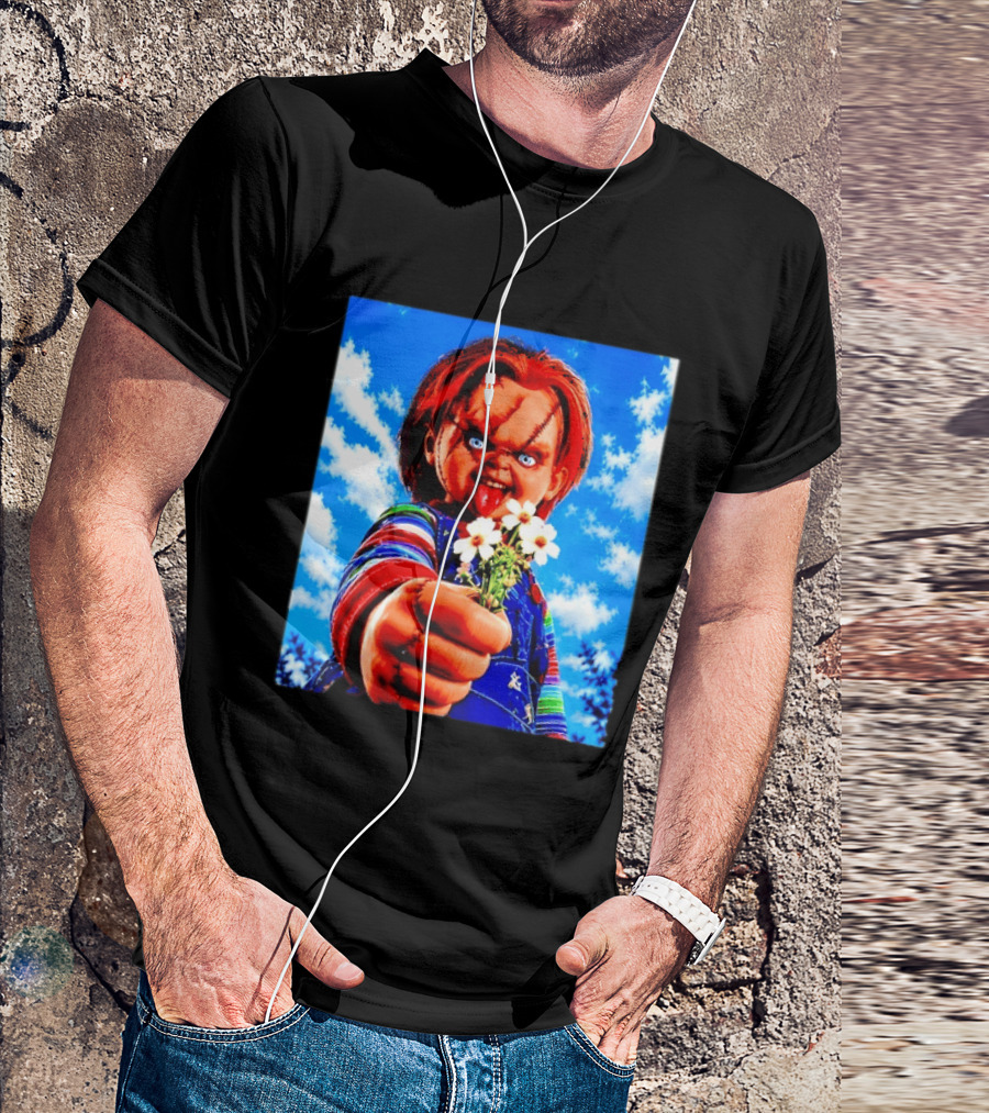 Chucky Child's Play Horror Movie Flowers Gesture T-Shirt