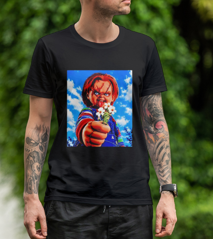 Chucky Child's Play Horror Movie Flowers Gesture T-Shirt