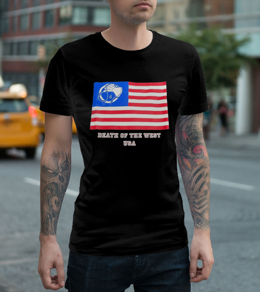 Death Of The West USA Flag Hockey Mask And Crossbones 6 T-Shirt