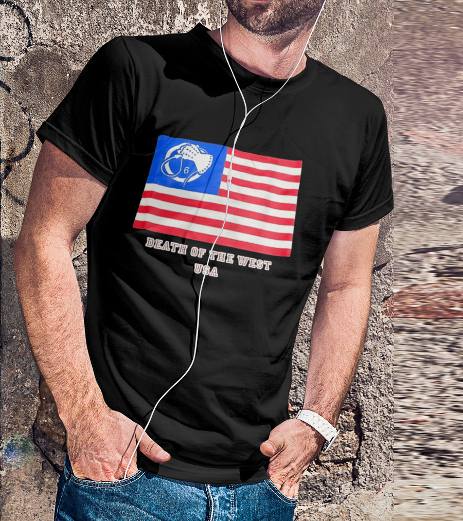 Death Of The West USA Flag Hockey Mask And Crossbones 6 T-Shirt