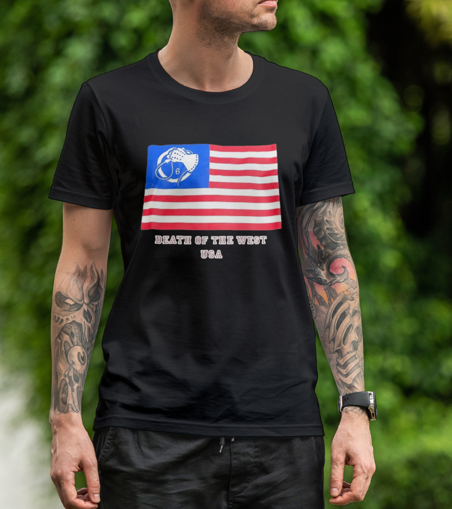Death Of The West USA Flag Hockey Mask And Crossbones 6 T-Shirt