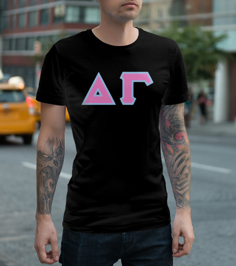 Delta Gamma Sorority Greek Letters Pink And Blue T-Shirt