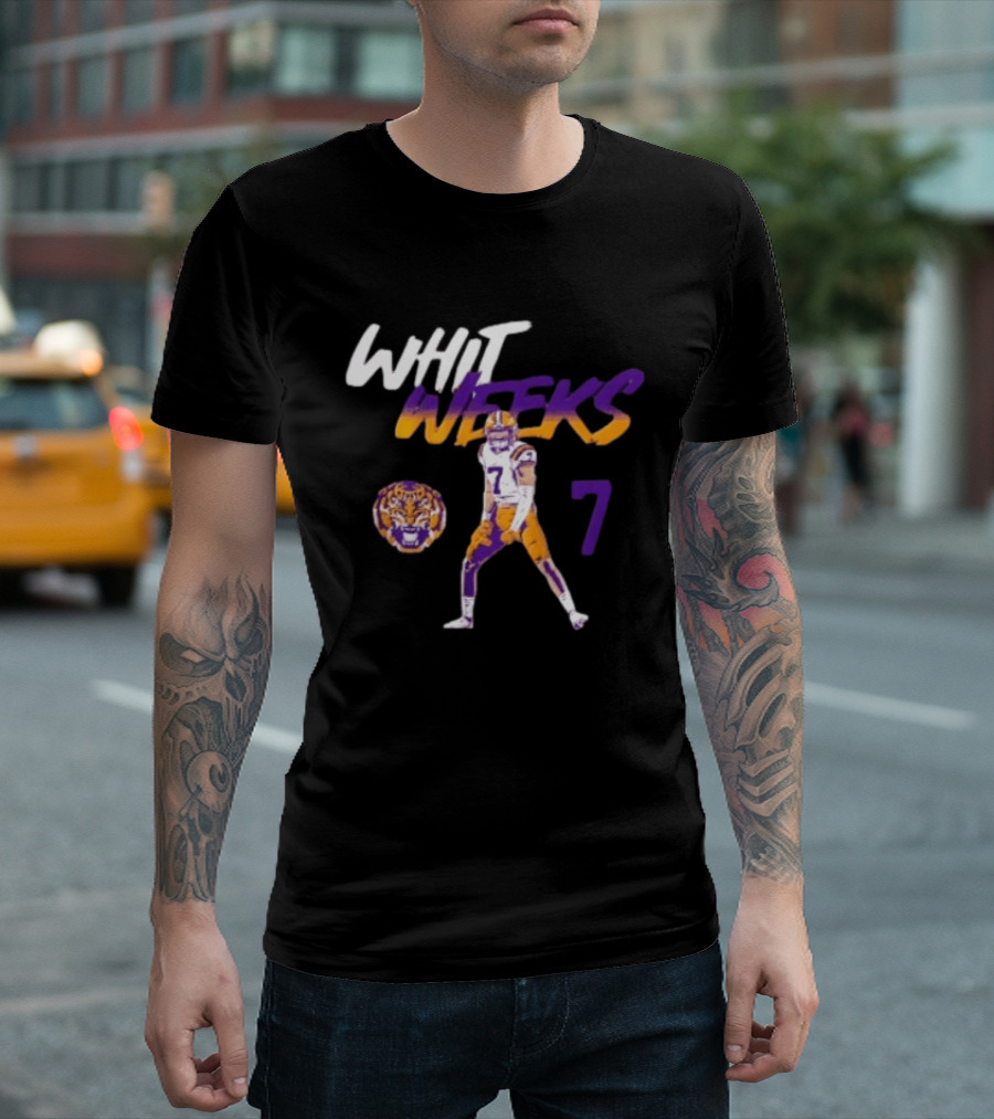 LSU Tigers Football Whit Weeks 7 Player Pose Tiger T-Shirt