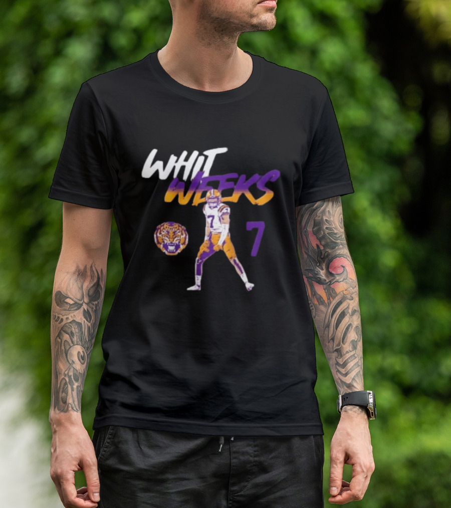 LSU Tigers Football Whit Weeks 7 Player Pose Tiger T-Shirt