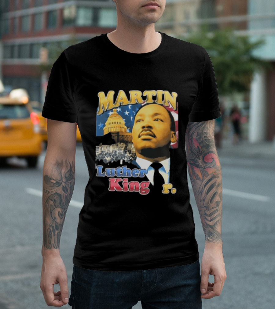 Martin Luther King Jr US Capitol American Flag Civil Rights March T-Shirt
