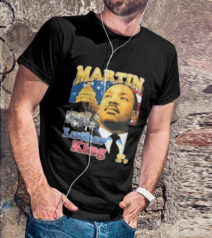 Martin Luther King Jr US Capitol American Flag Civil Rights March T-Shirt