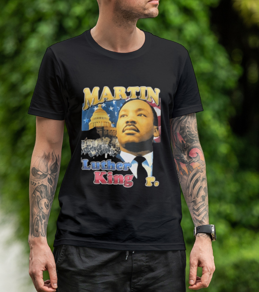 Martin Luther King Jr US Capitol American Flag Civil Rights March T-Shirt