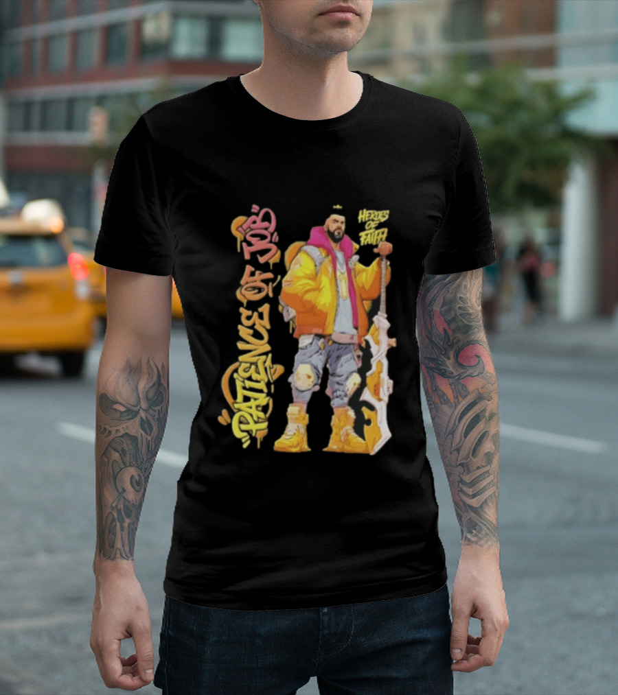 Patience Of Job Heroes Of Faith Bearded Man Sword Cartoon T-Shirt
