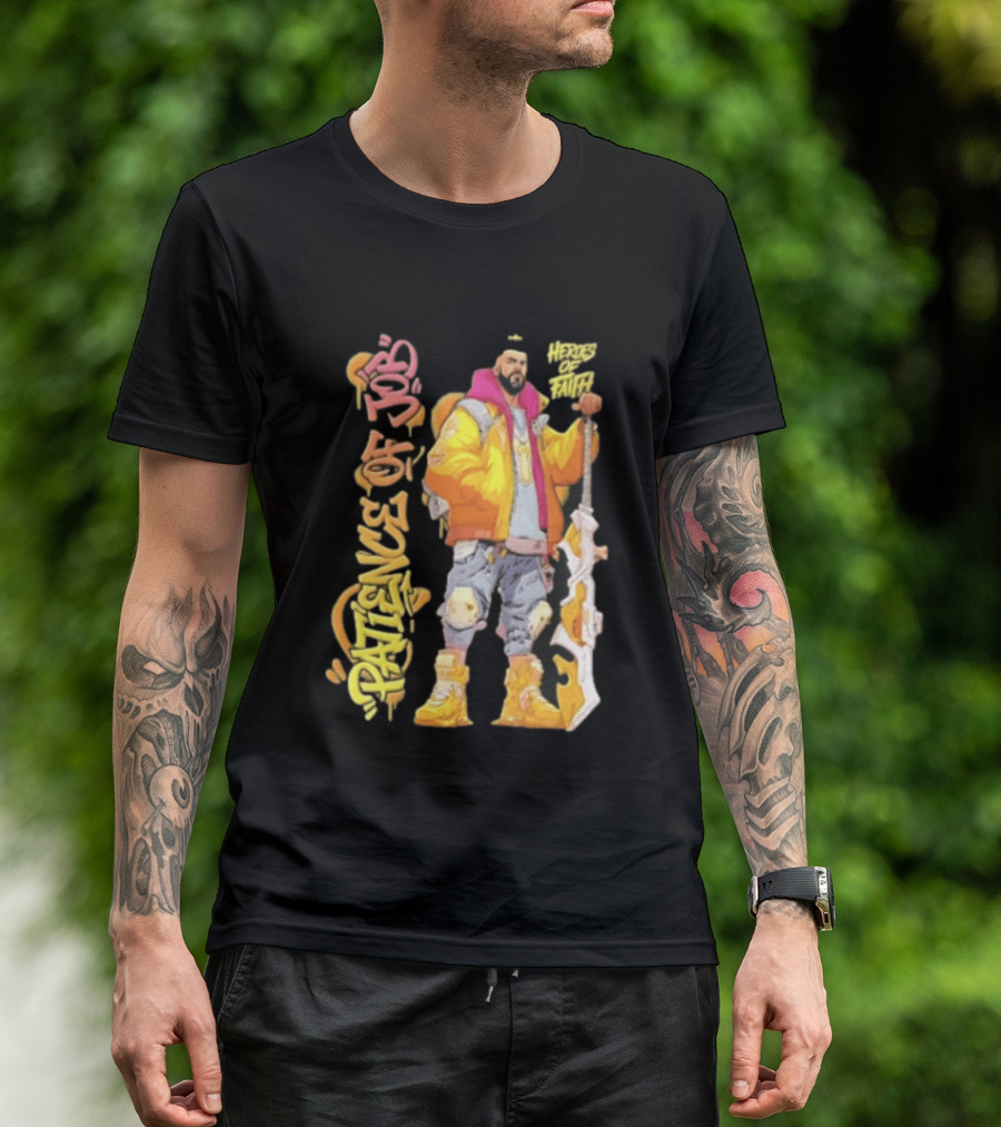 Patience Of Job Heroes Of Faith Bearded Man Sword Cartoon T-Shirt