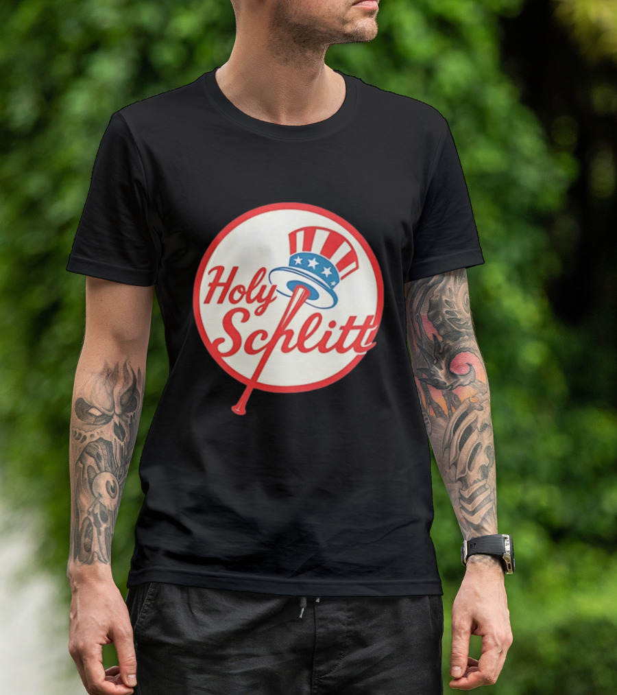 Holy Schlitt Uncle Sam Hat Patriotic Baseball T-Shirt