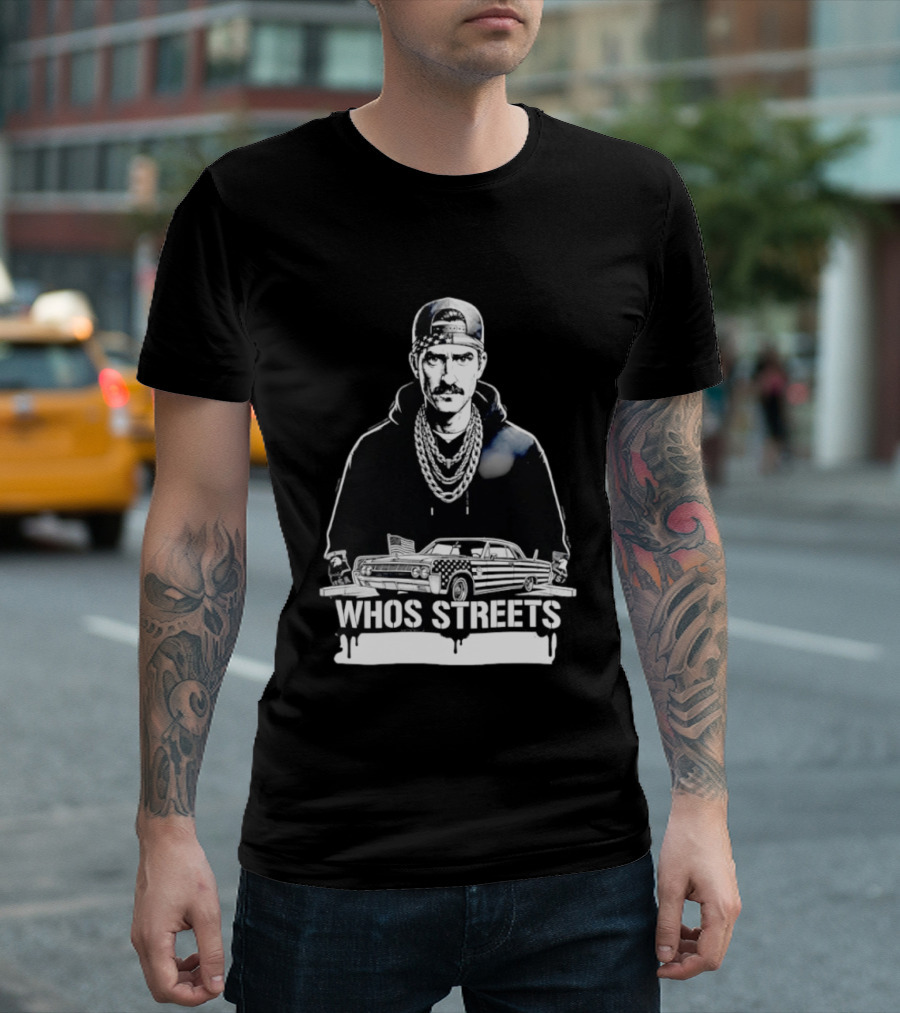 Whos Streets American Flag Car And Man Street Chain Hip Hop Culture T-Shirt