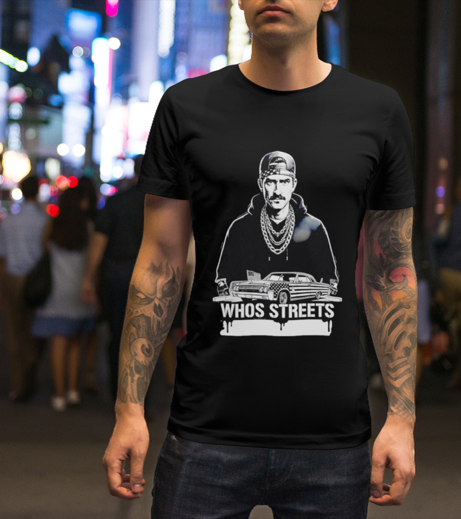 Whos Streets American Flag Car And Man Street Chain Hip Hop Culture T-Shirt