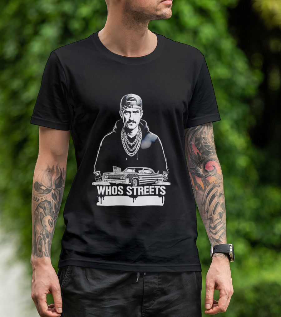 Whos Streets American Flag Car And Man Street Chain Hip Hop Culture T-Shirt