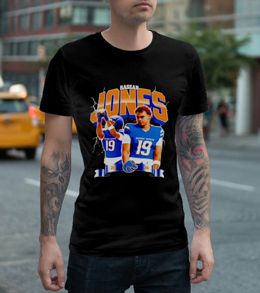 Rasean Jones Boise State Football 2026 Electric Blue Broncos T-Shirt