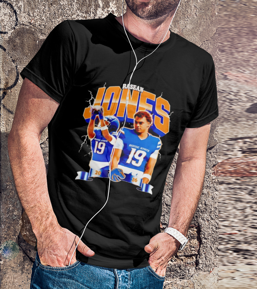 Rasean Jones Boise State Football 2026 Electric Blue Broncos T-Shirt