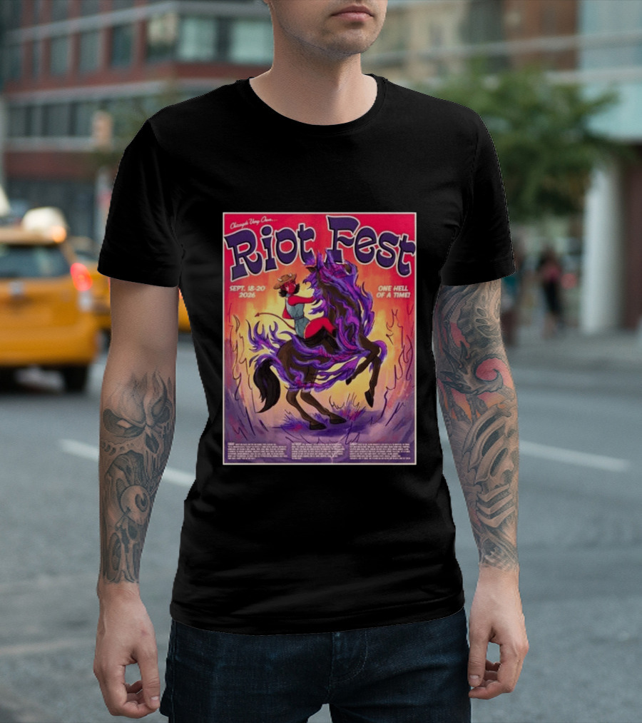 Chicago Douglass Park Riot Fest 2026 Devil Cowgirl Artwork September 18 20 One Hell Of A Time T-Shirt