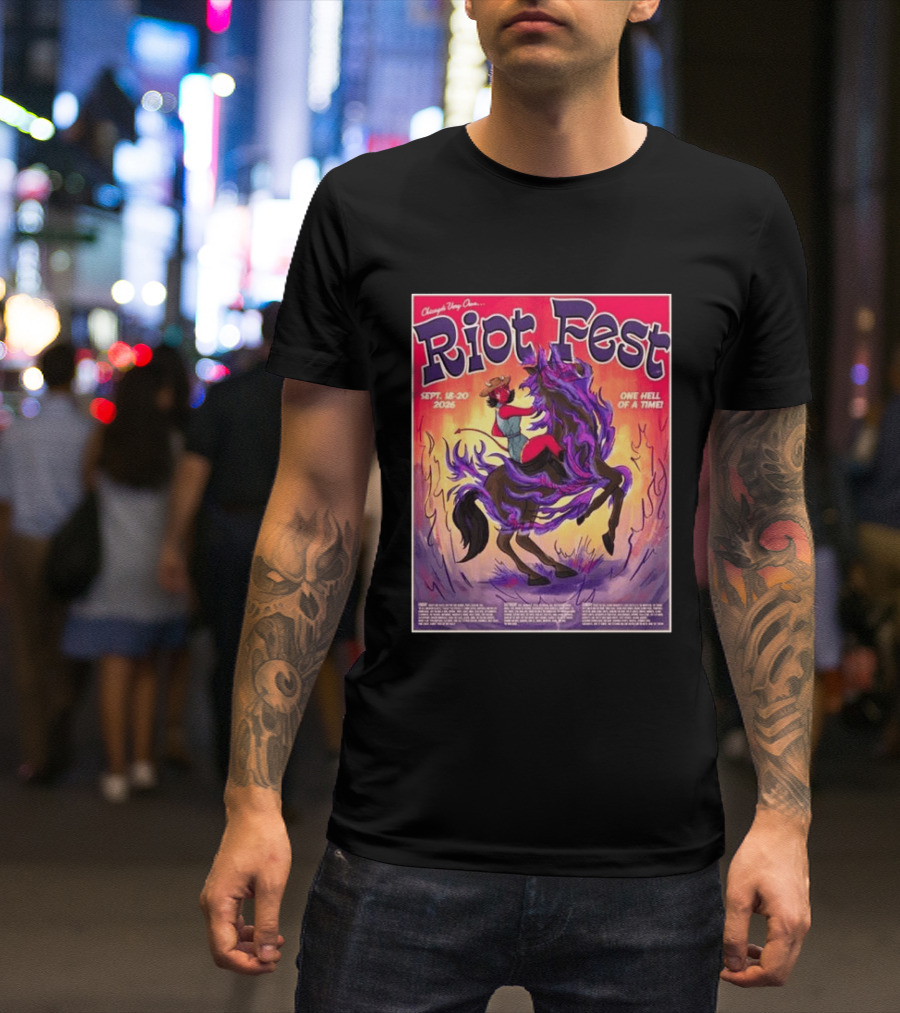 Chicago Douglass Park Riot Fest 2026 Devil Cowgirl Artwork September 18 20 One Hell Of A Time T-Shirt