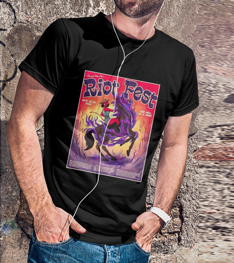 Chicago Douglass Park Riot Fest 2026 Devil Cowgirl Artwork September 18 20 One Hell Of A Time T-Shirt