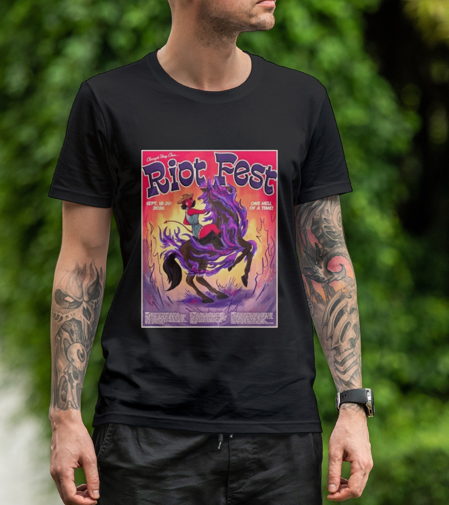 Chicago Douglass Park Riot Fest 2026 Devil Cowgirl Artwork September 18 20 One Hell Of A Time T-Shirt