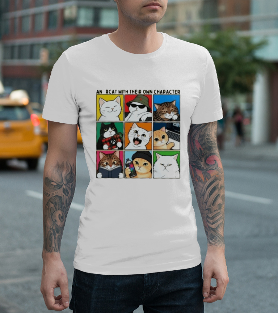 AN RCAT WITH THEIR OWN CHARACTER Cat Collage T-Shirt