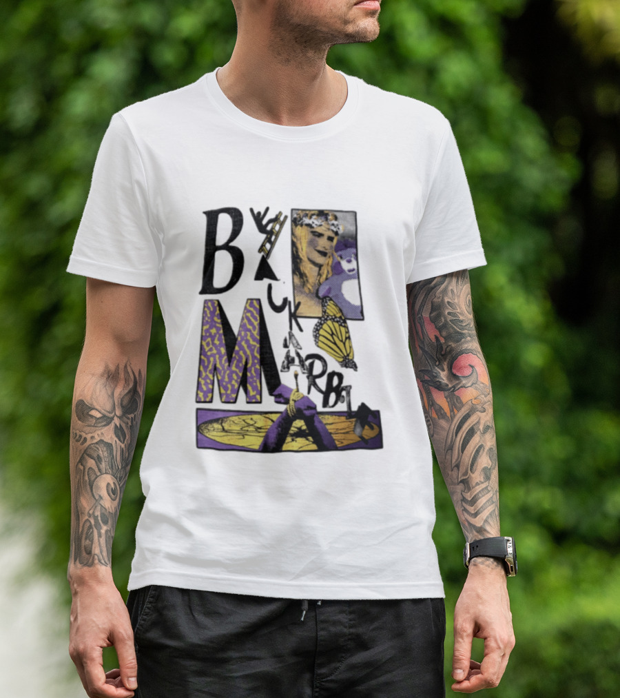 Black Marble Butterfly Tied Hands Woman Ladder T-Shirt
